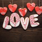 Festive decoration for Valentines day of gingerbreads.